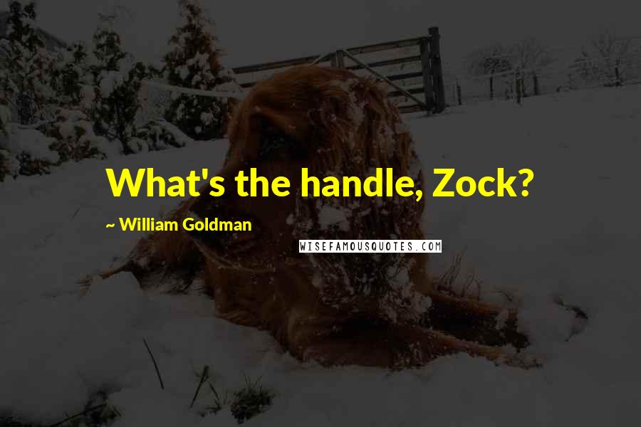 William Goldman Quotes: What's the handle, Zock?