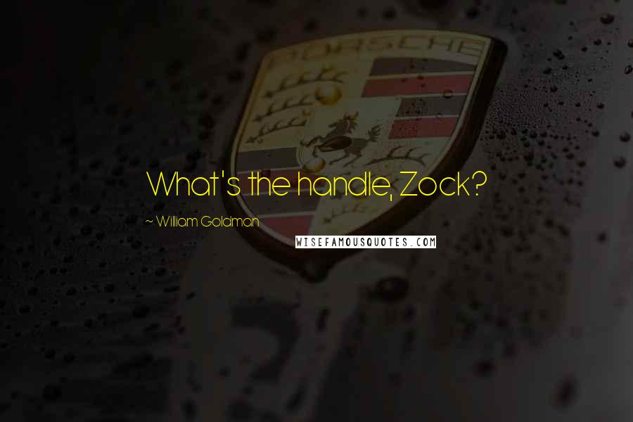 William Goldman Quotes: What's the handle, Zock?