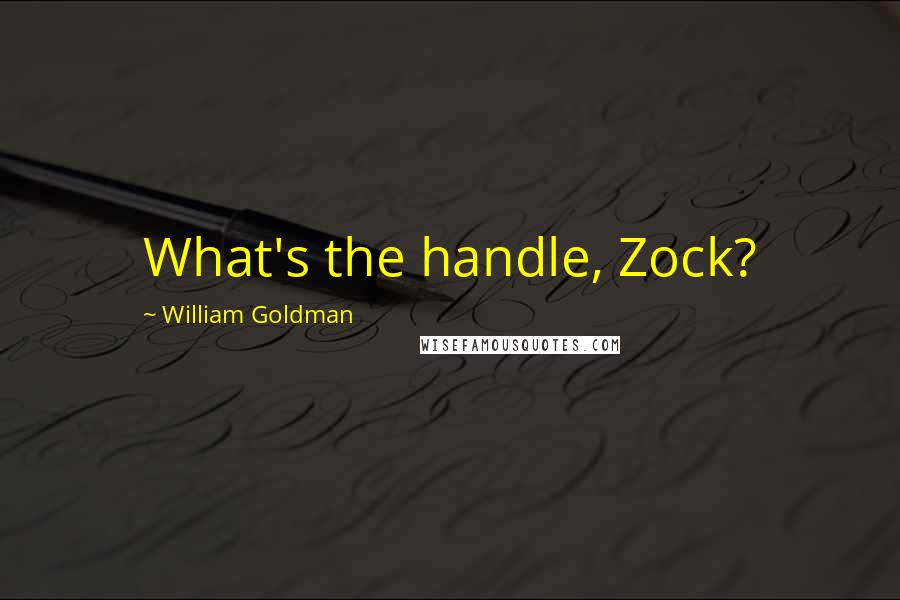 William Goldman Quotes: What's the handle, Zock?