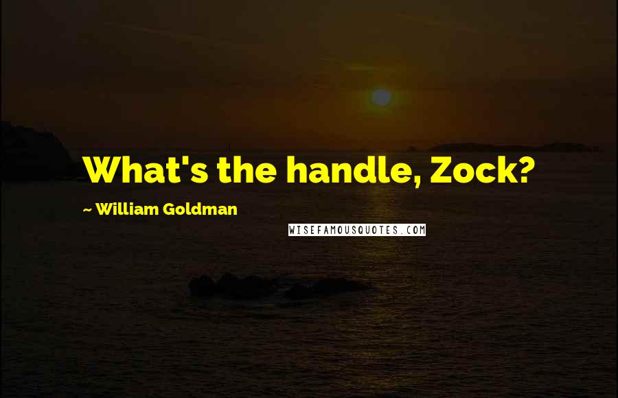 William Goldman Quotes: What's the handle, Zock?