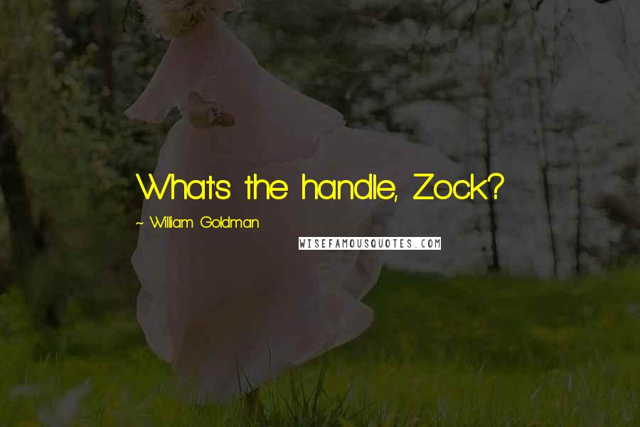 William Goldman Quotes: What's the handle, Zock?