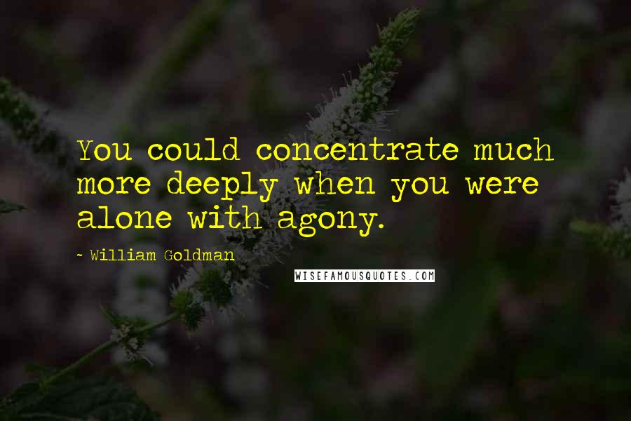 William Goldman Quotes: You could concentrate much more deeply when you were alone with agony.