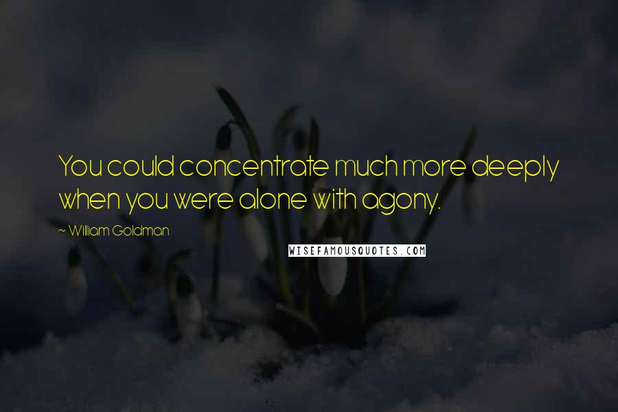 William Goldman Quotes: You could concentrate much more deeply when you were alone with agony.