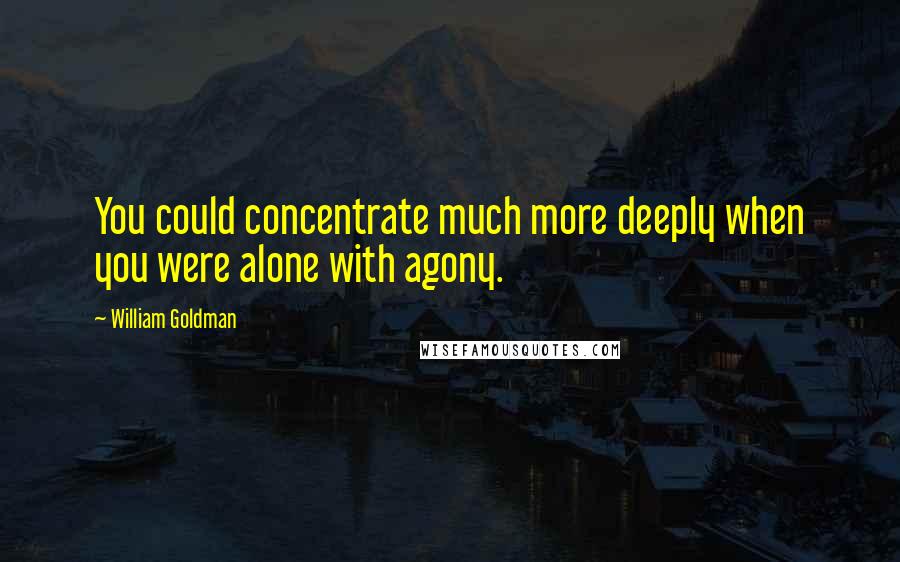 William Goldman Quotes: You could concentrate much more deeply when you were alone with agony.