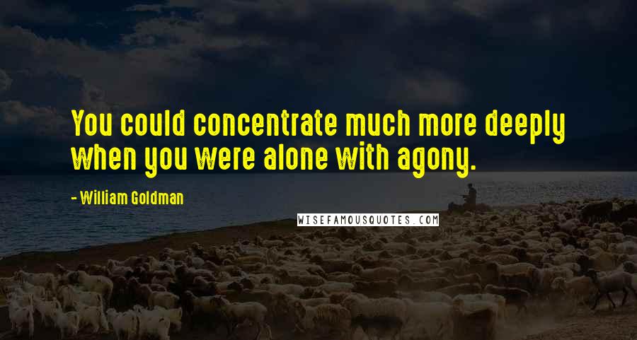 William Goldman Quotes: You could concentrate much more deeply when you were alone with agony.