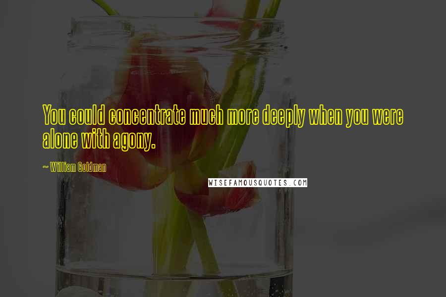 William Goldman Quotes: You could concentrate much more deeply when you were alone with agony.