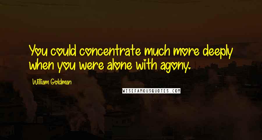 William Goldman Quotes: You could concentrate much more deeply when you were alone with agony.