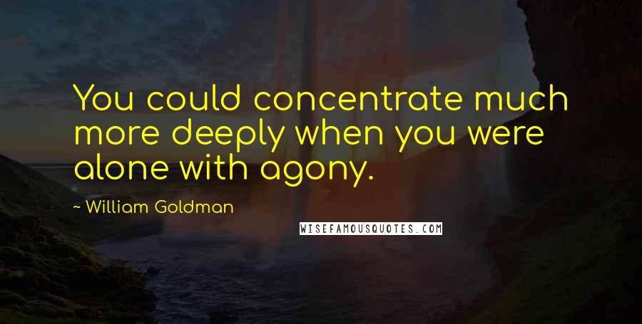 William Goldman Quotes: You could concentrate much more deeply when you were alone with agony.