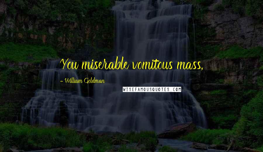 William Goldman Quotes: You miserable vomitous mass,