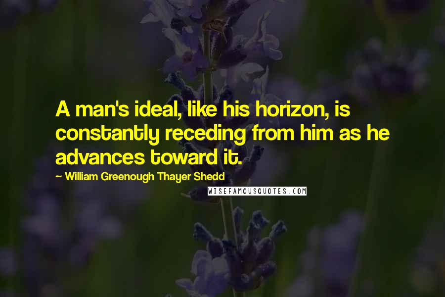 William Greenough Thayer Shedd Quotes: A man's ideal, like his horizon, is constantly receding from him as he advances toward it.