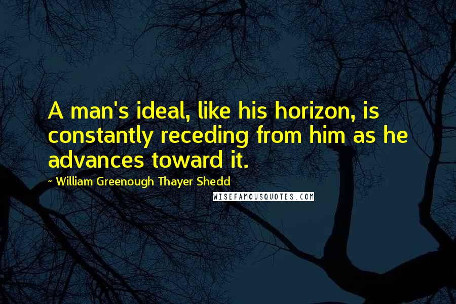 William Greenough Thayer Shedd Quotes: A man's ideal, like his horizon, is constantly receding from him as he advances toward it.