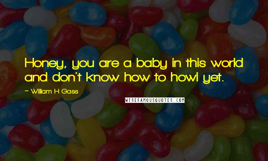 William H Gass Quotes: Honey, you are a baby in this world and don't know how to howl yet.