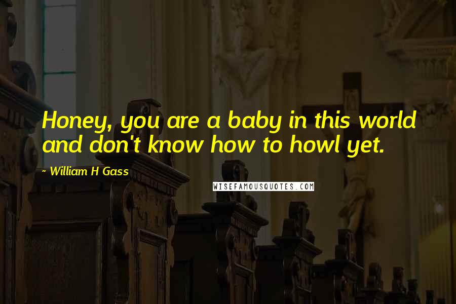 William H Gass Quotes: Honey, you are a baby in this world and don't know how to howl yet.