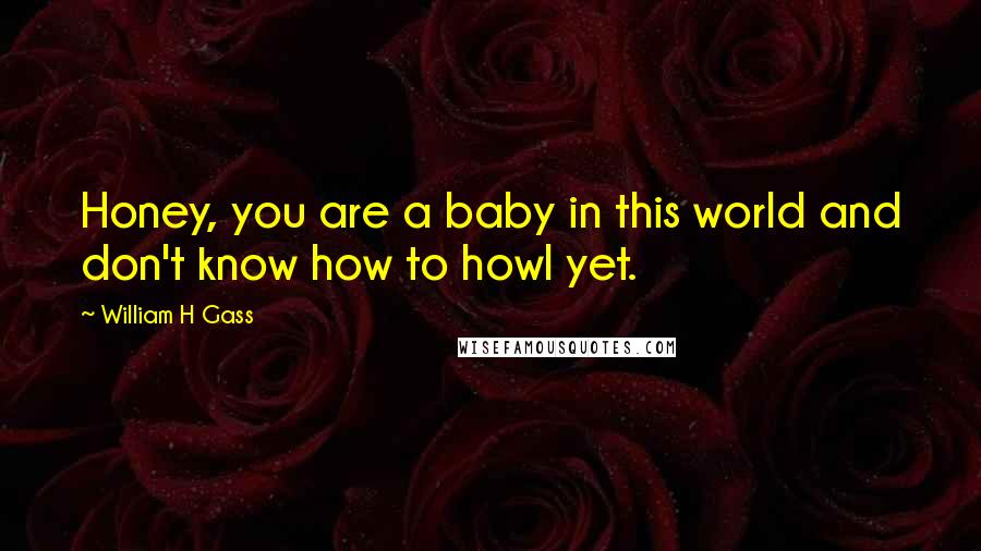 William H Gass Quotes: Honey, you are a baby in this world and don't know how to howl yet.