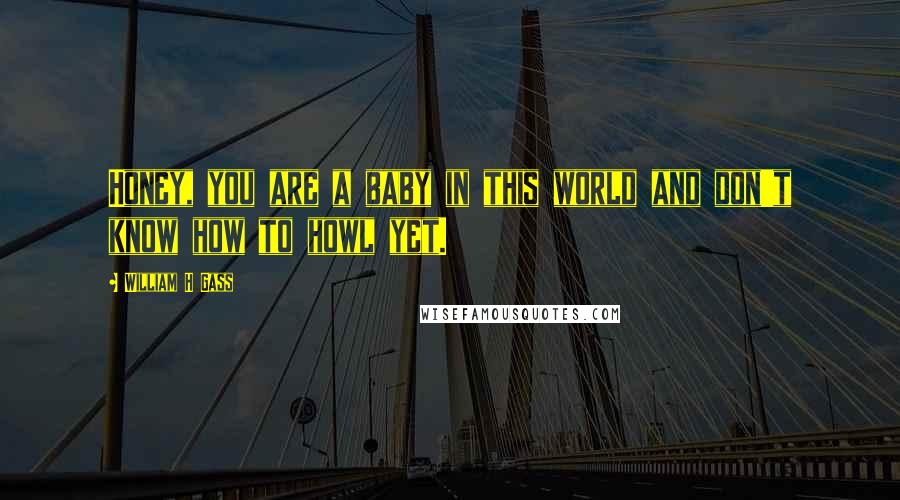 William H Gass Quotes: Honey, you are a baby in this world and don't know how to howl yet.