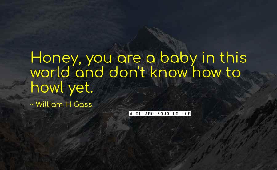William H Gass Quotes: Honey, you are a baby in this world and don't know how to howl yet.