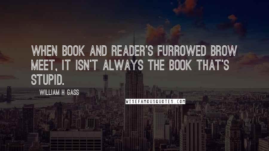 William H Gass Quotes: When book and reader's furrowed brow meet, it isn't always the book that's stupid.