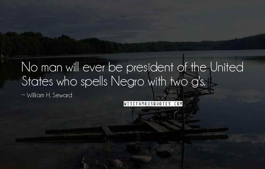 William H. Seward Quotes: No man will ever be president of the United States who spells Negro with two g's.