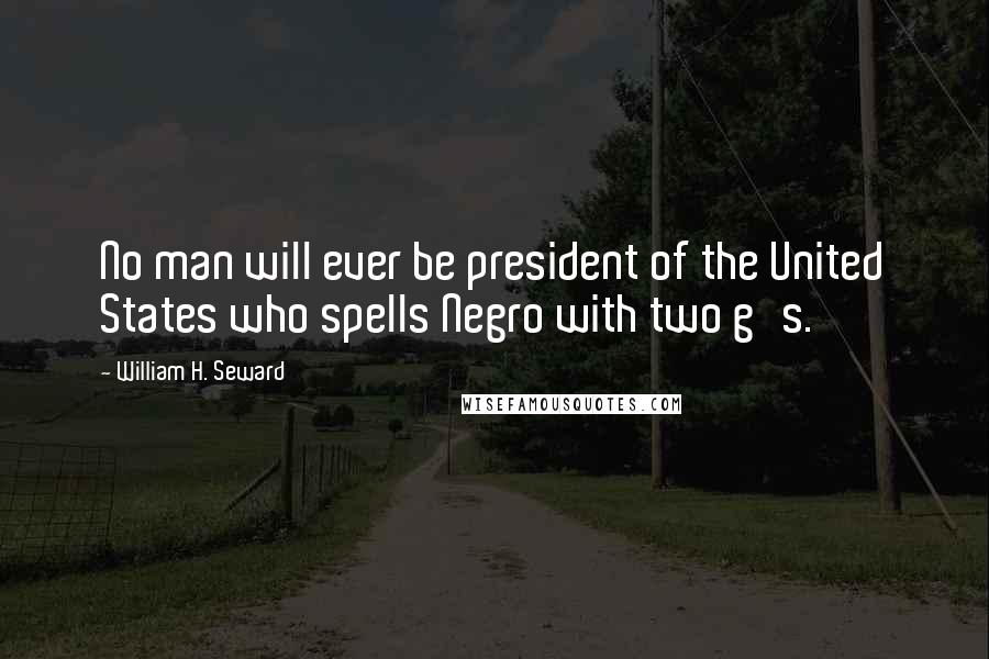 William H. Seward Quotes: No man will ever be president of the United States who spells Negro with two g's.