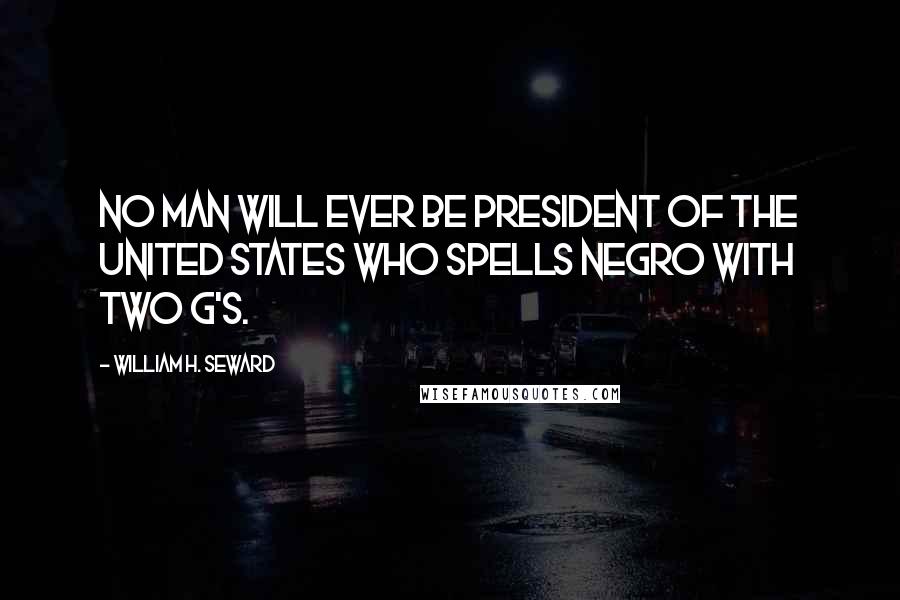 William H. Seward Quotes: No man will ever be president of the United States who spells Negro with two g's.