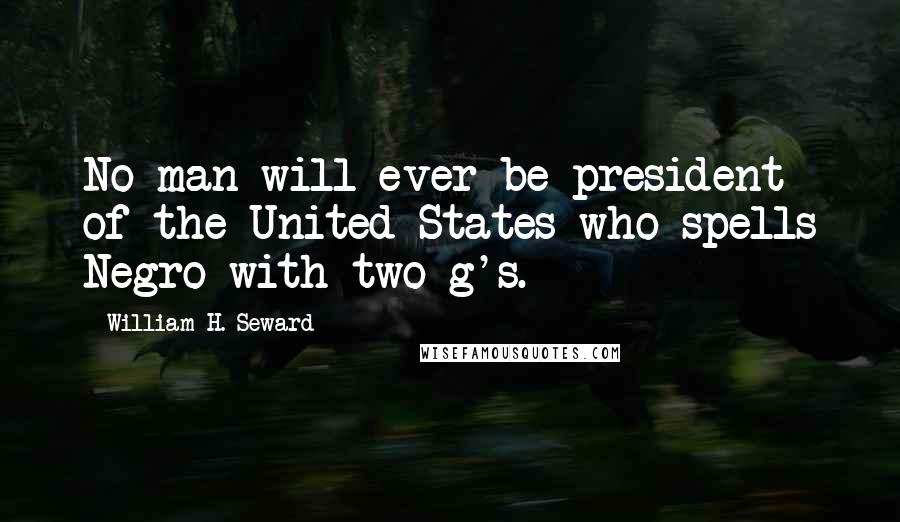 William H. Seward Quotes: No man will ever be president of the United States who spells Negro with two g's.