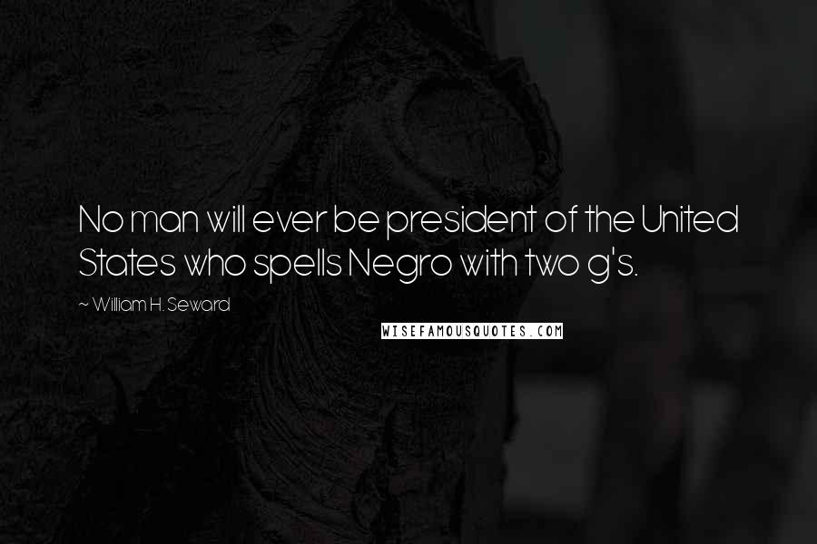 William H. Seward Quotes: No man will ever be president of the United States who spells Negro with two g's.