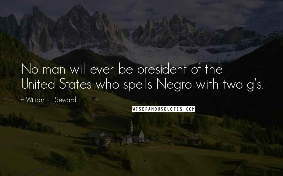 William H. Seward Quotes: No man will ever be president of the United States who spells Negro with two g's.