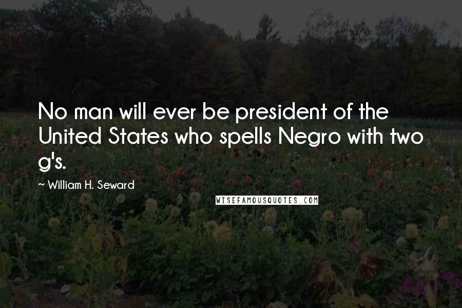 William H. Seward Quotes: No man will ever be president of the United States who spells Negro with two g's.