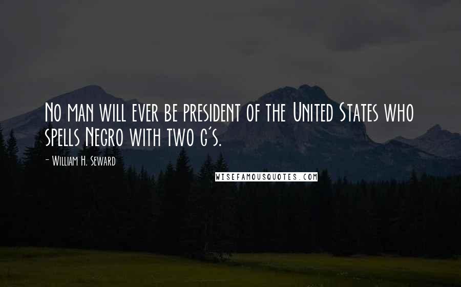 William H. Seward Quotes: No man will ever be president of the United States who spells Negro with two g's.