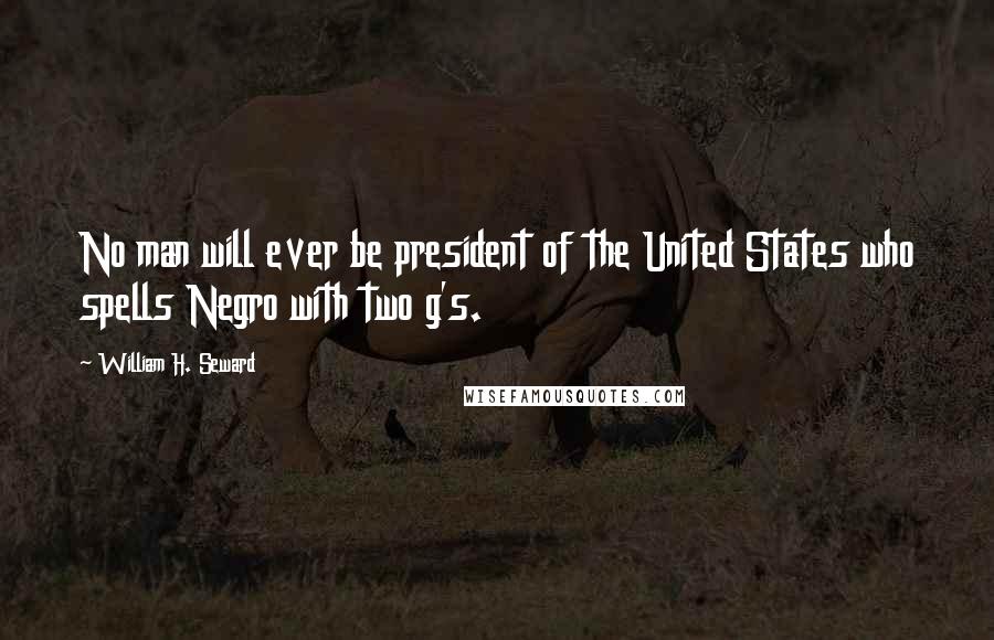 William H. Seward Quotes: No man will ever be president of the United States who spells Negro with two g's.