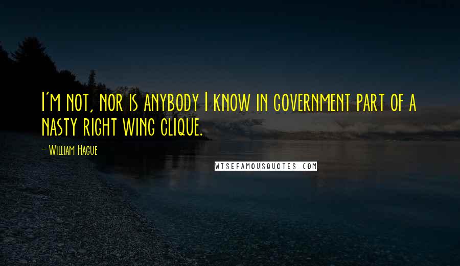 William Hague Quotes: I'm not, nor is anybody I know in government part of a nasty right wing clique.