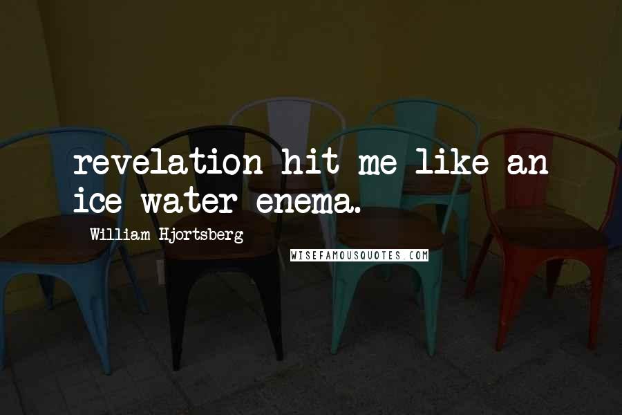 William Hjortsberg Quotes: revelation hit me like an ice-water enema.