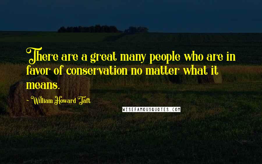 William Howard Taft Quotes: There are a great many people who are in favor of conservation no matter what it means.