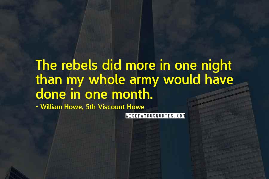William Howe, 5th Viscount Howe Quotes: The rebels did more in one night than my whole army would have done in one month.