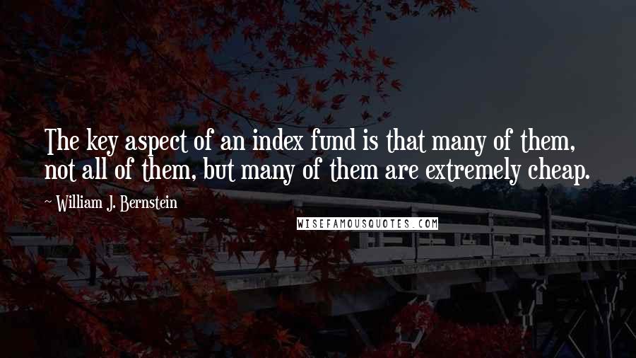 William J. Bernstein Quotes: The key aspect of an index fund is that many of them, not all of them, but many of them are extremely cheap.