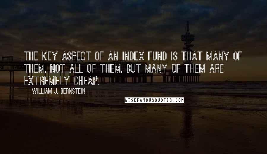 William J. Bernstein Quotes: The key aspect of an index fund is that many of them, not all of them, but many of them are extremely cheap.