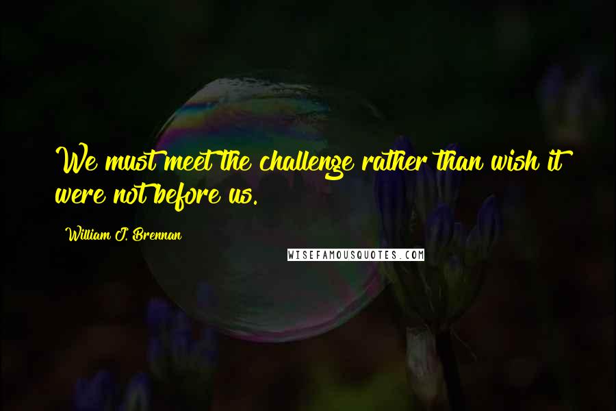 William J. Brennan Quotes: We must meet the challenge rather than wish it were not before us.