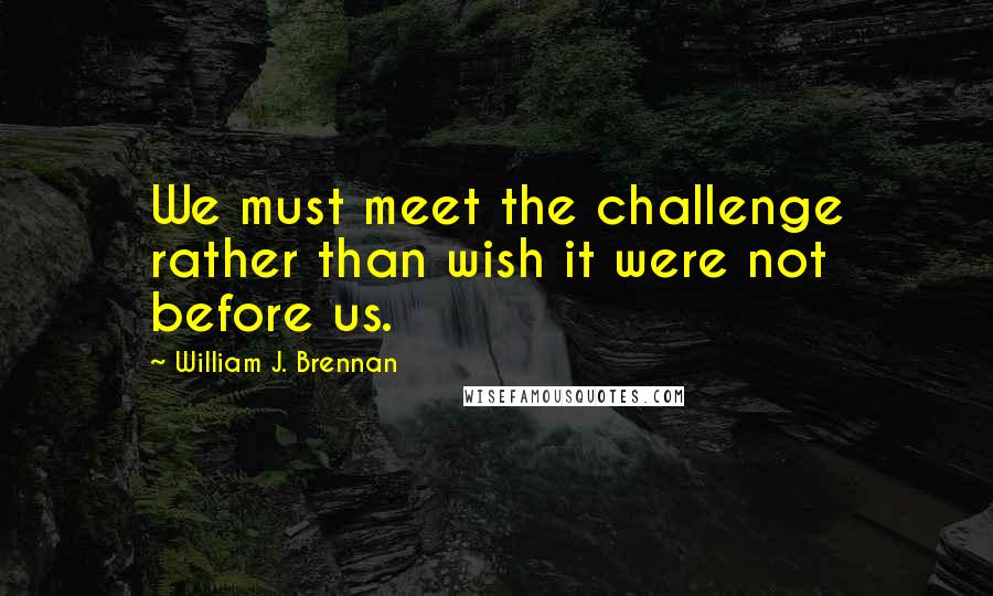 William J. Brennan Quotes: We must meet the challenge rather than wish it were not before us.