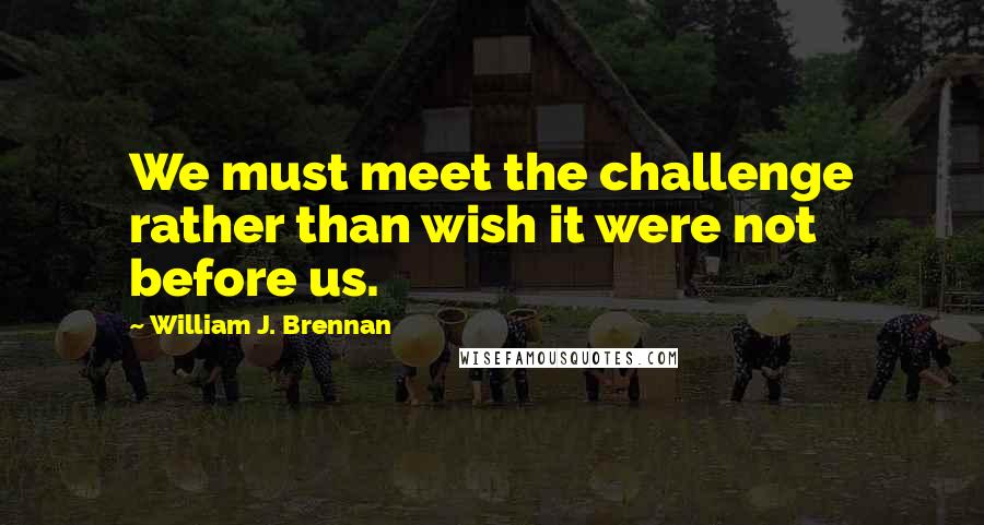 William J. Brennan Quotes: We must meet the challenge rather than wish it were not before us.