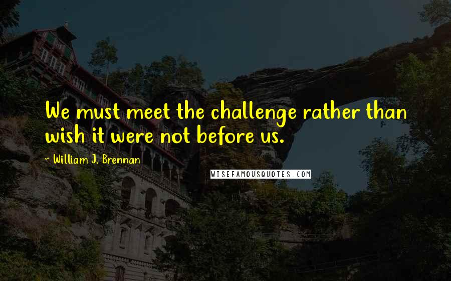 William J. Brennan Quotes: We must meet the challenge rather than wish it were not before us.