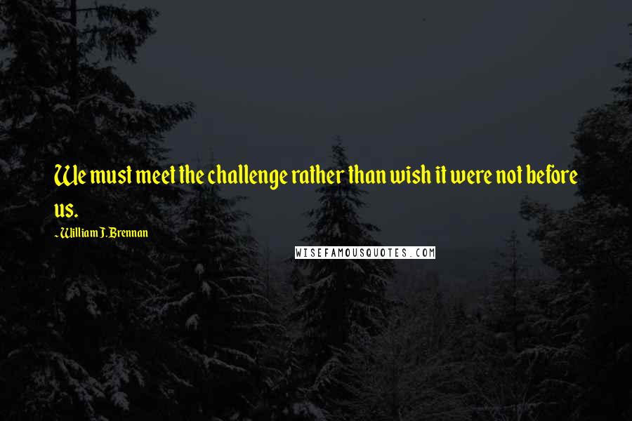 William J. Brennan Quotes: We must meet the challenge rather than wish it were not before us.