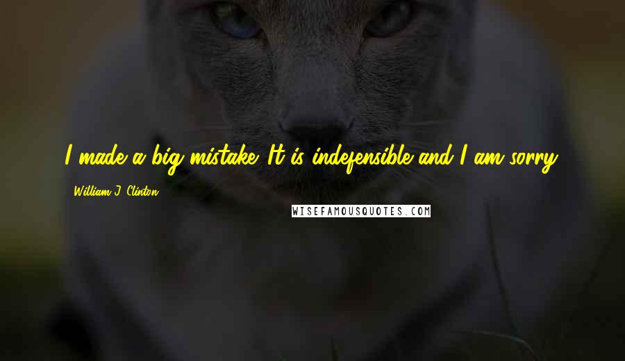 William J. Clinton Quotes: I made a big mistake. It is indefensible and I am sorry.