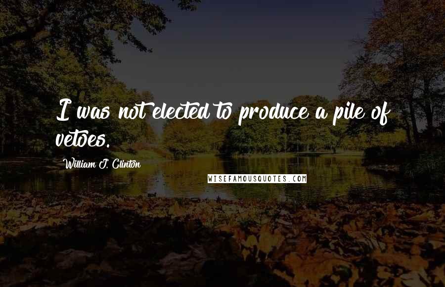 William J. Clinton Quotes: I was not elected to produce a pile of vetoes.