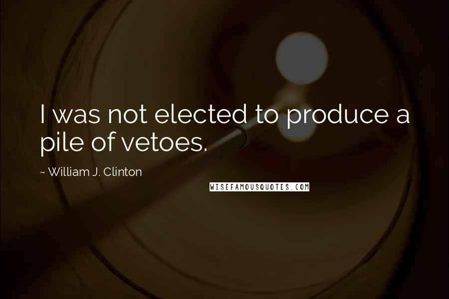 William J. Clinton Quotes: I was not elected to produce a pile of vetoes.