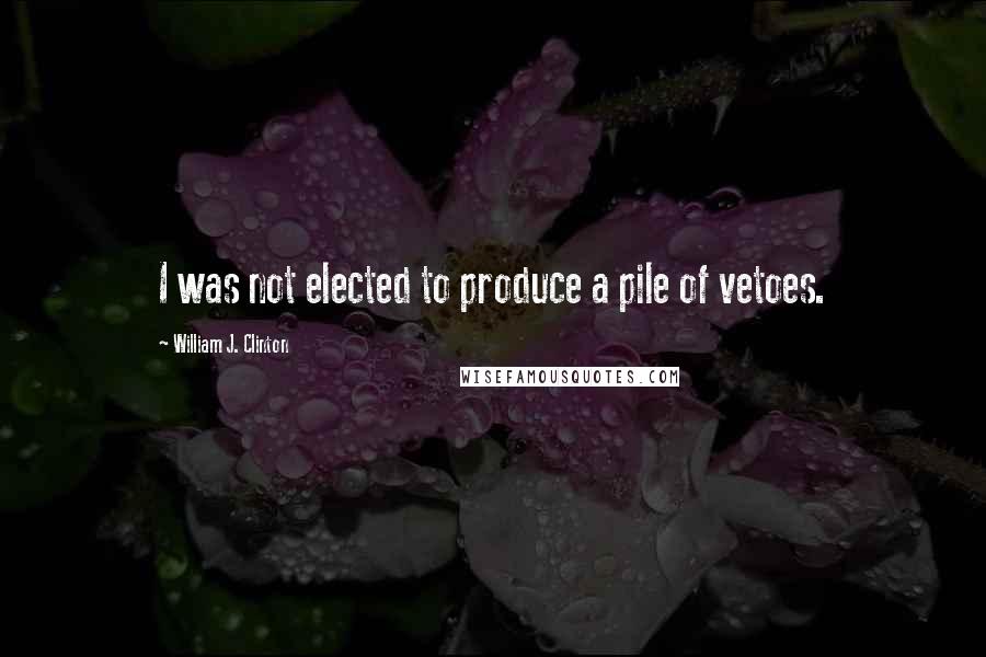 William J. Clinton Quotes: I was not elected to produce a pile of vetoes.