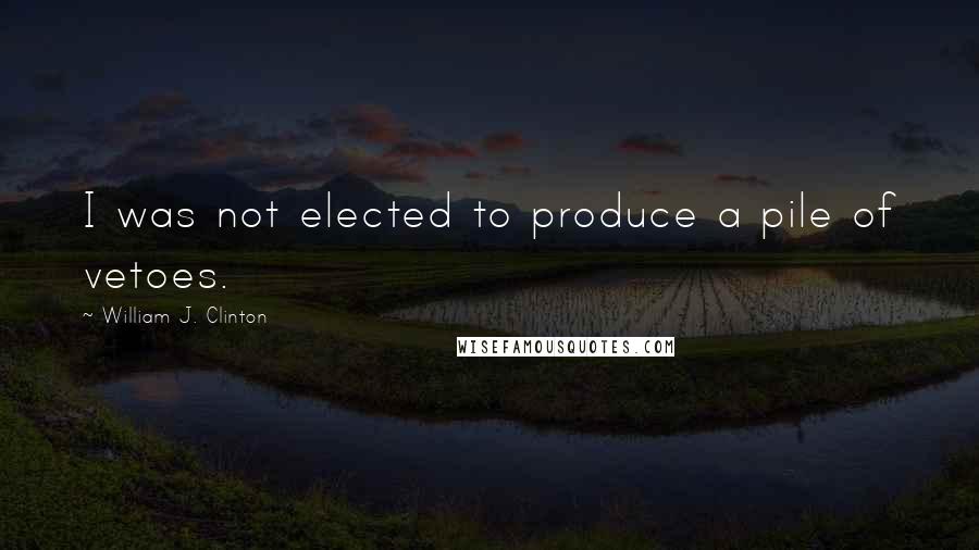 William J. Clinton Quotes: I was not elected to produce a pile of vetoes.