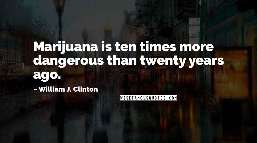 William J. Clinton Quotes: Marijuana is ten times more dangerous than twenty years ago.