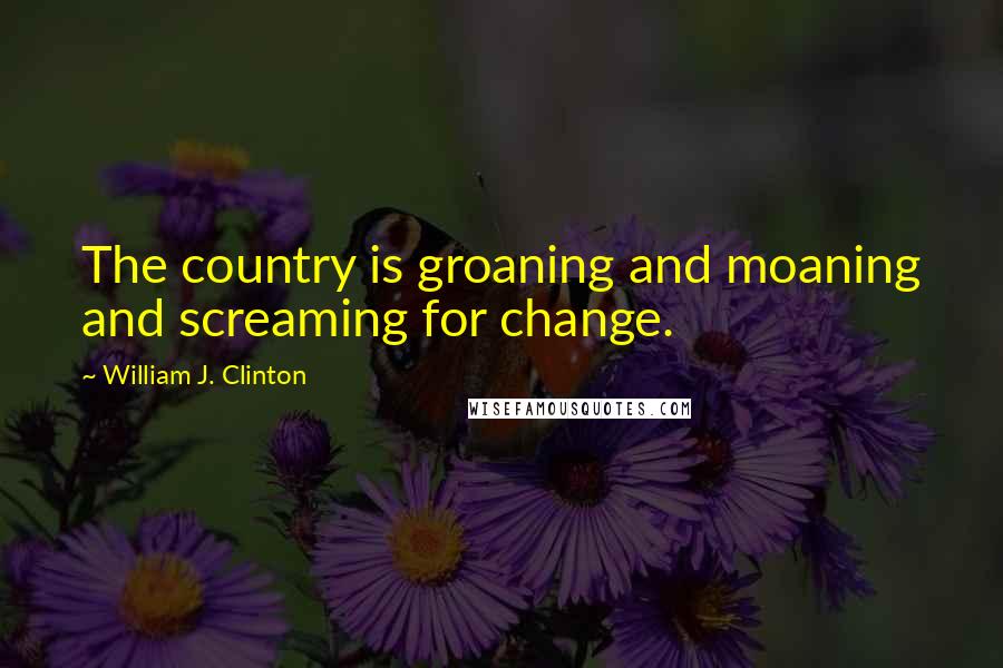 William J. Clinton Quotes: The country is groaning and moaning and screaming for change.