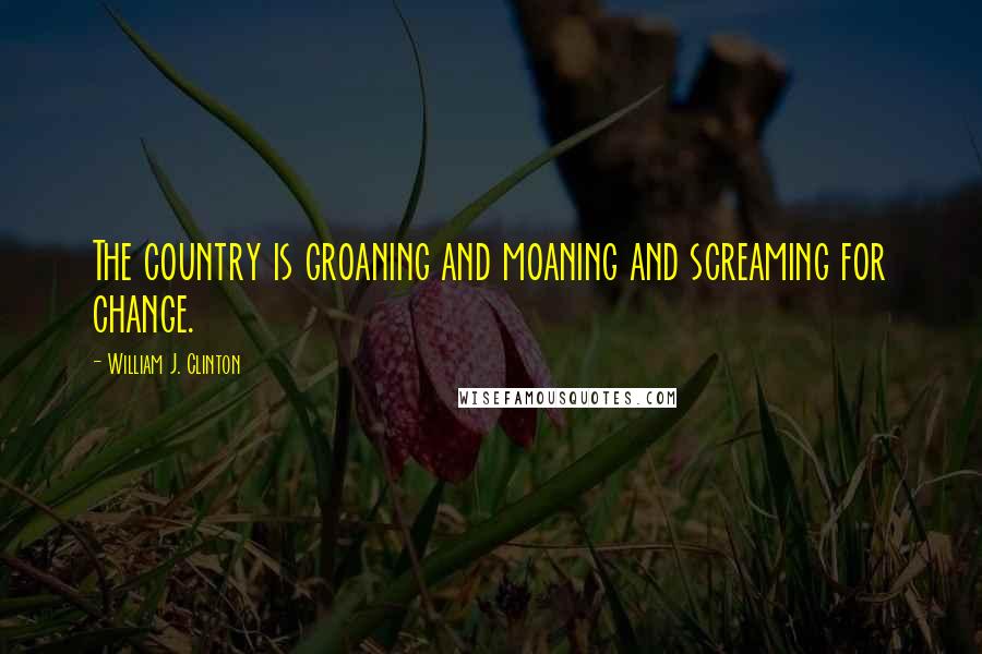 William J. Clinton Quotes: The country is groaning and moaning and screaming for change.