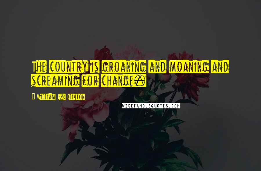 William J. Clinton Quotes: The country is groaning and moaning and screaming for change.